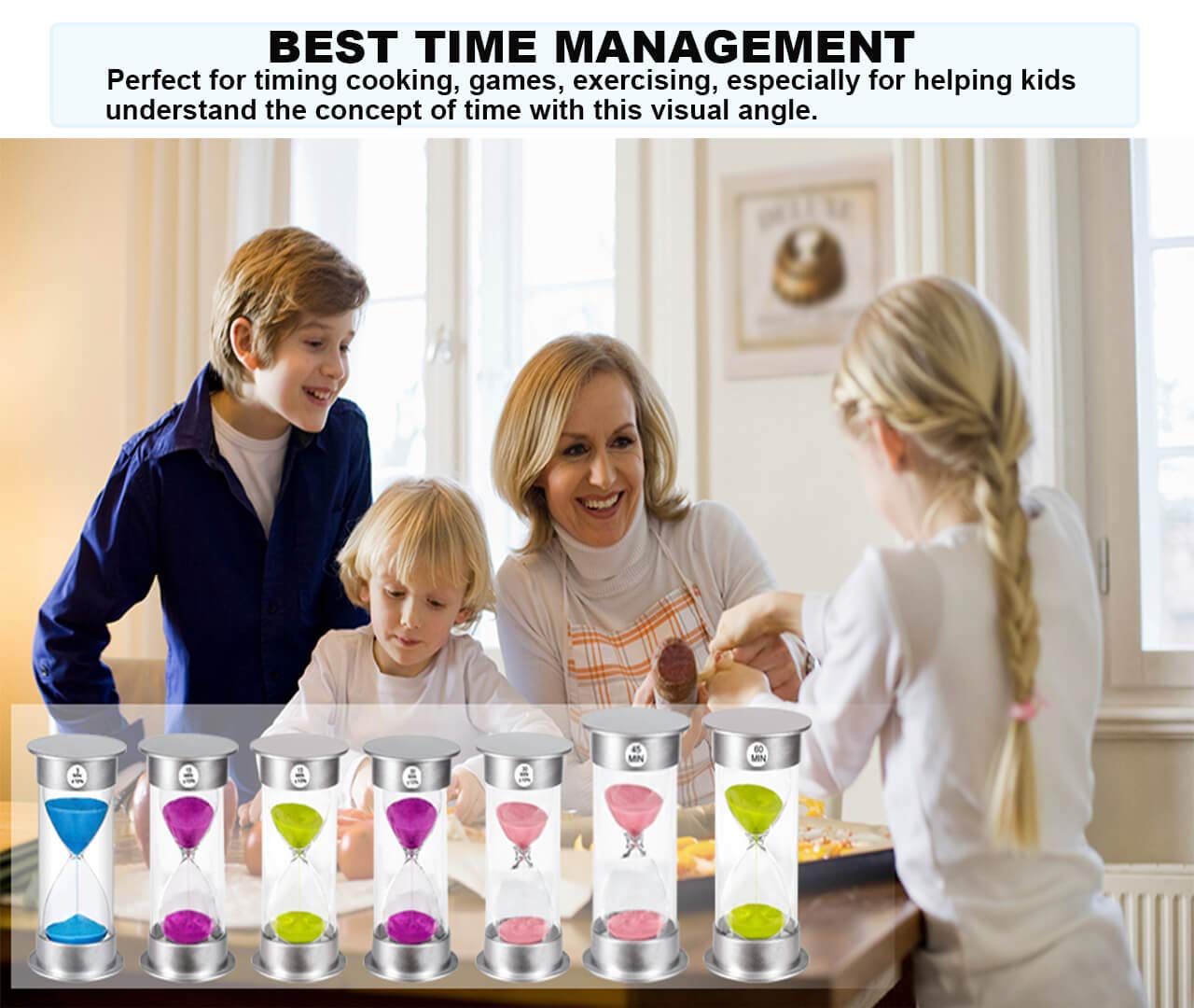 Suliao Sand Timer 2 Minute Hourglass: Unbreakable Blue Sand Clock, Large Sand Watch 2 Min, Colorful Plastic Hour Glass Sandglass